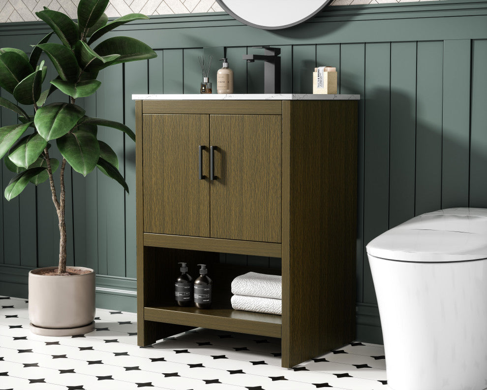 Home Living 24" Single Bathroom Vanity, Chestnut Brown