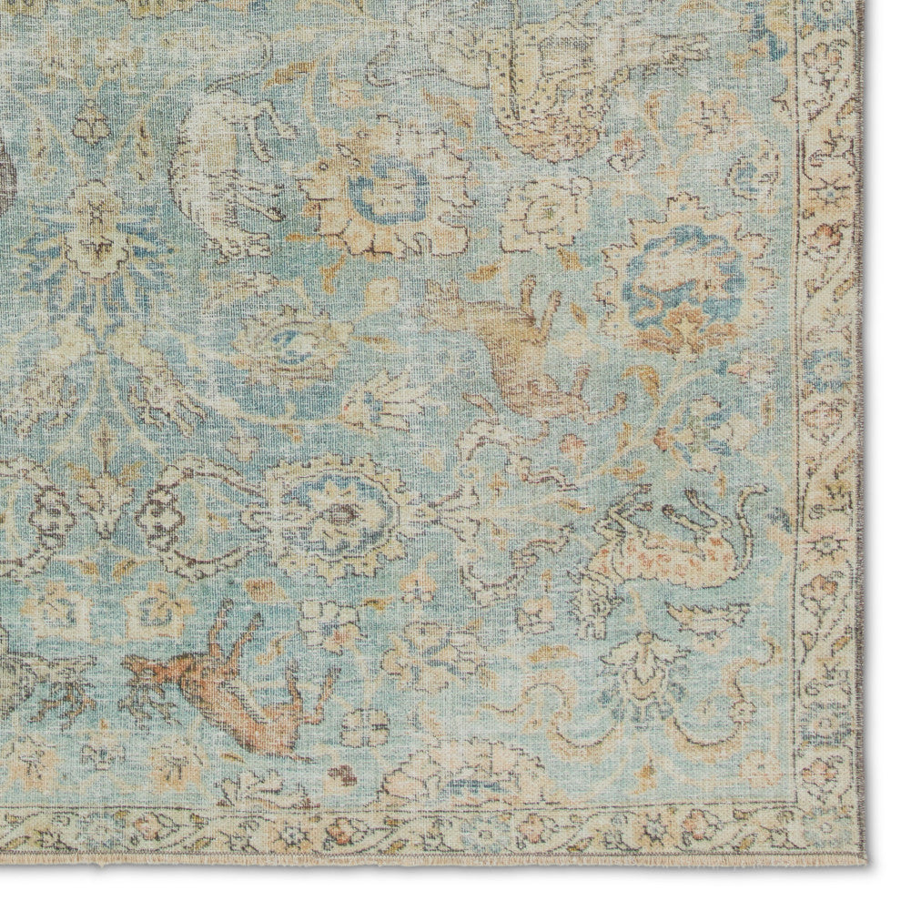 Jaipur Living Stag Oriental Teal/Gold Area Rug, 2'6"x8'