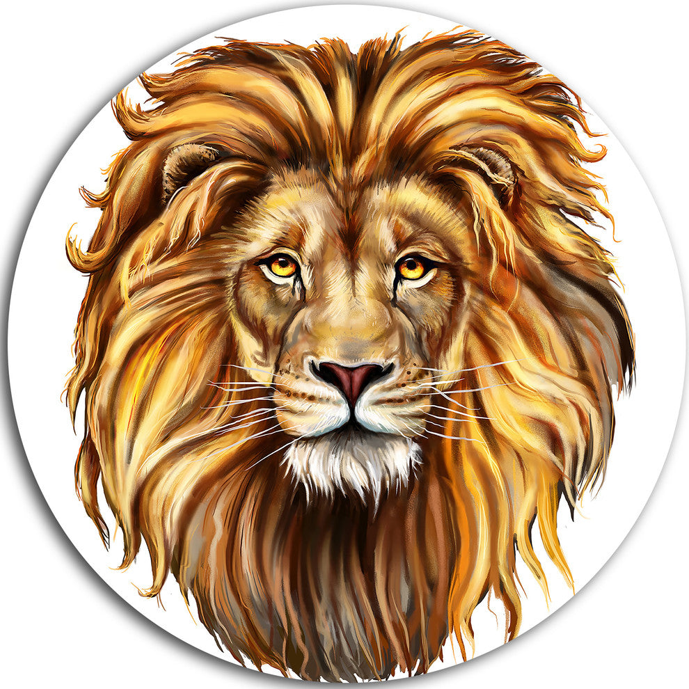 King Lion Aslan, Animal Round Metal Wall Art, 36"