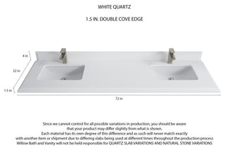Boston 72 Double Sink Bath Vanity in Evergreen 1.5" White Quartz