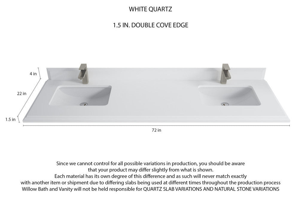 Boston 72 Double Sink Bath Vanity in Evergreen 1.5" White Quartz