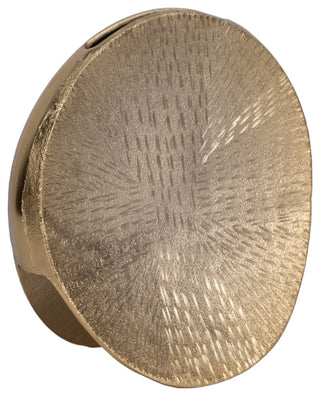 Metal, 12" Etched Oval Vase, Champagne