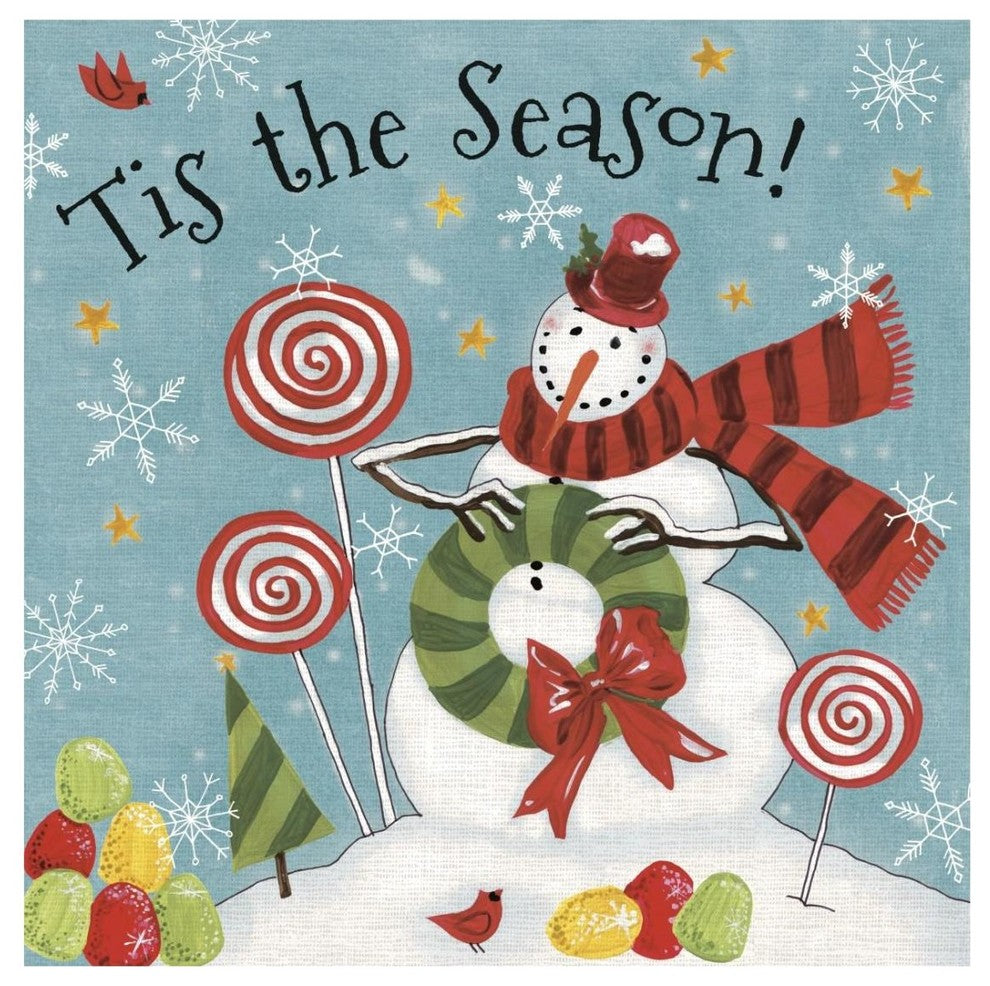 "Sweet Snowmen III Blue" Digital Paper Print by Anne Tavoletti, 26"x26"