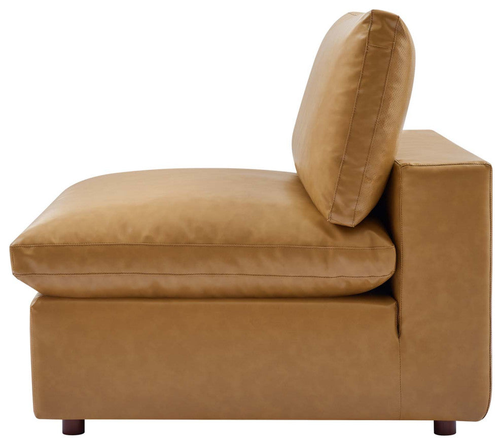 Sectional Sofa Set, Faux Vegan Leather, Tan, Modern, Living Lounge Hospitality