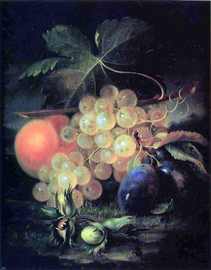 George Forster Still Life With Plum and Peach, 21"x28" Wall Decal