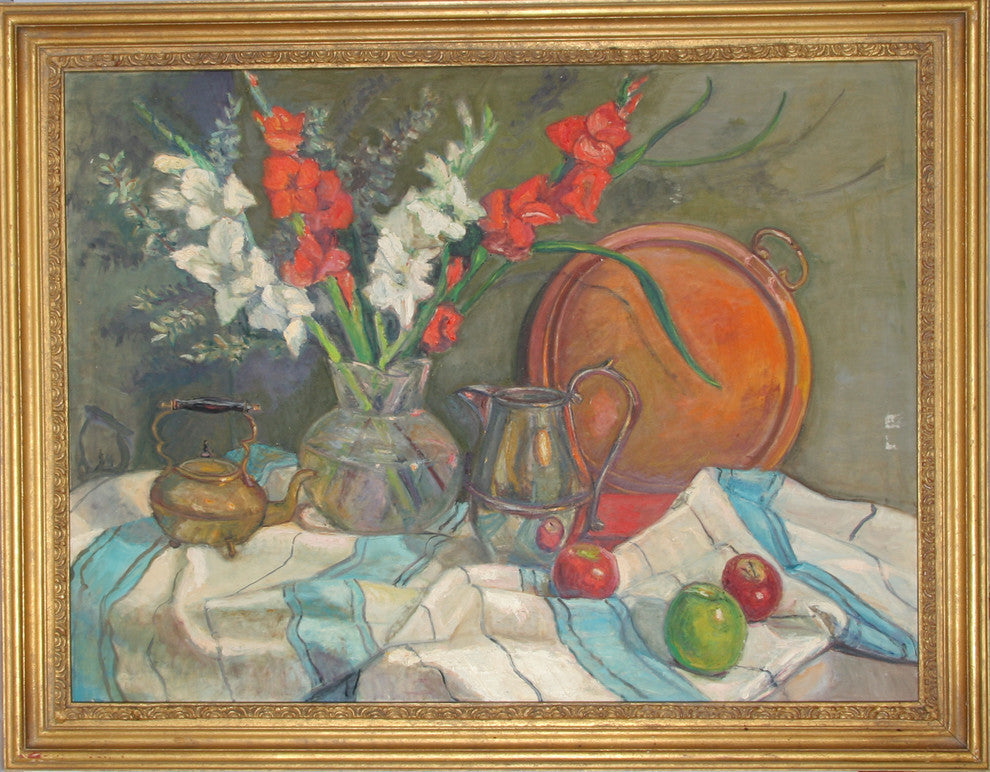 Adela Smith Lintelmann "Still Life With Silver Kettles, 24" Oil Painting