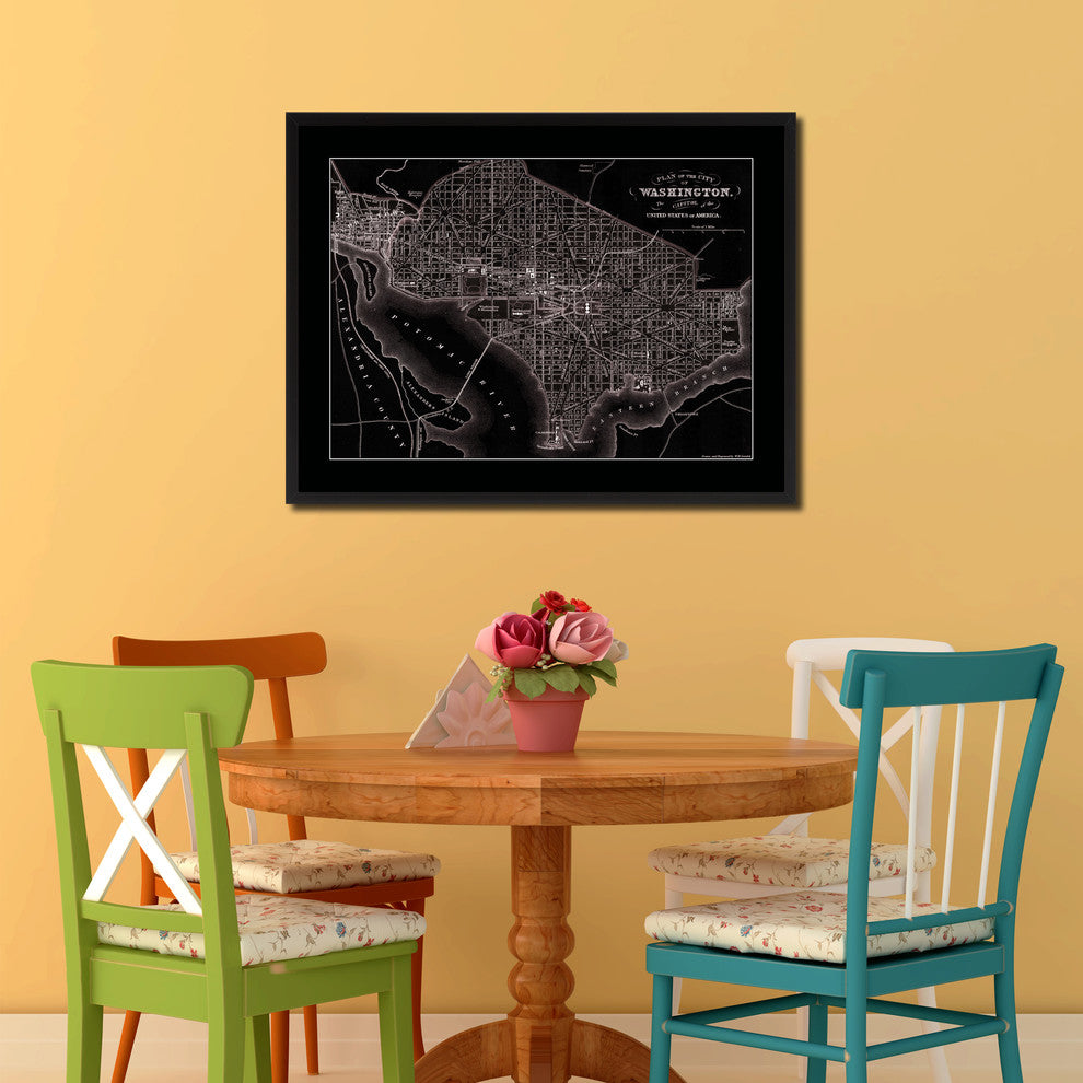 Washington Dc Vintage Vivid Sepia Map Canvas, 16"x21"
