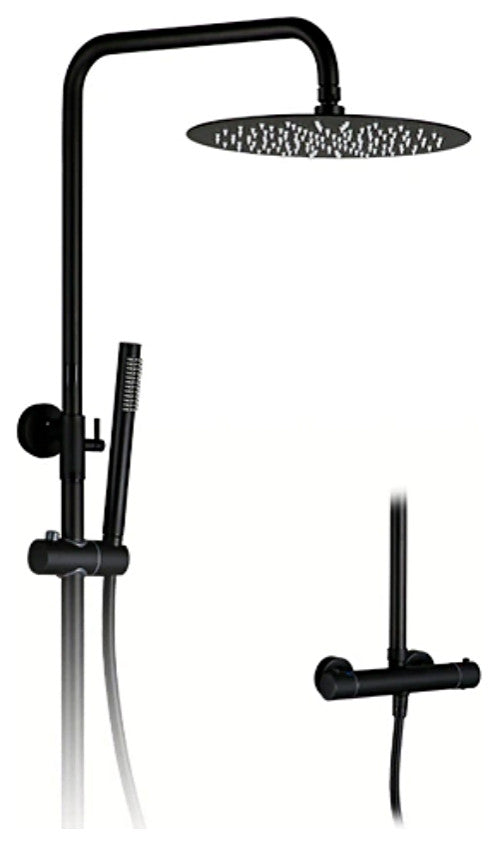 Wasser™ Matte Black Shower Faucet With Handheld Shower Head, 12" Showerhead