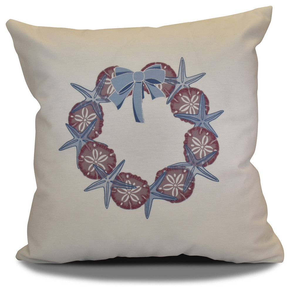 Decorative Holiday Pillow Geometric Print, Blue, 18"x18"