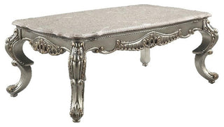 ACME Furniture Miliani Marble & Wood Coffee Table in Natural/Antique Bronze