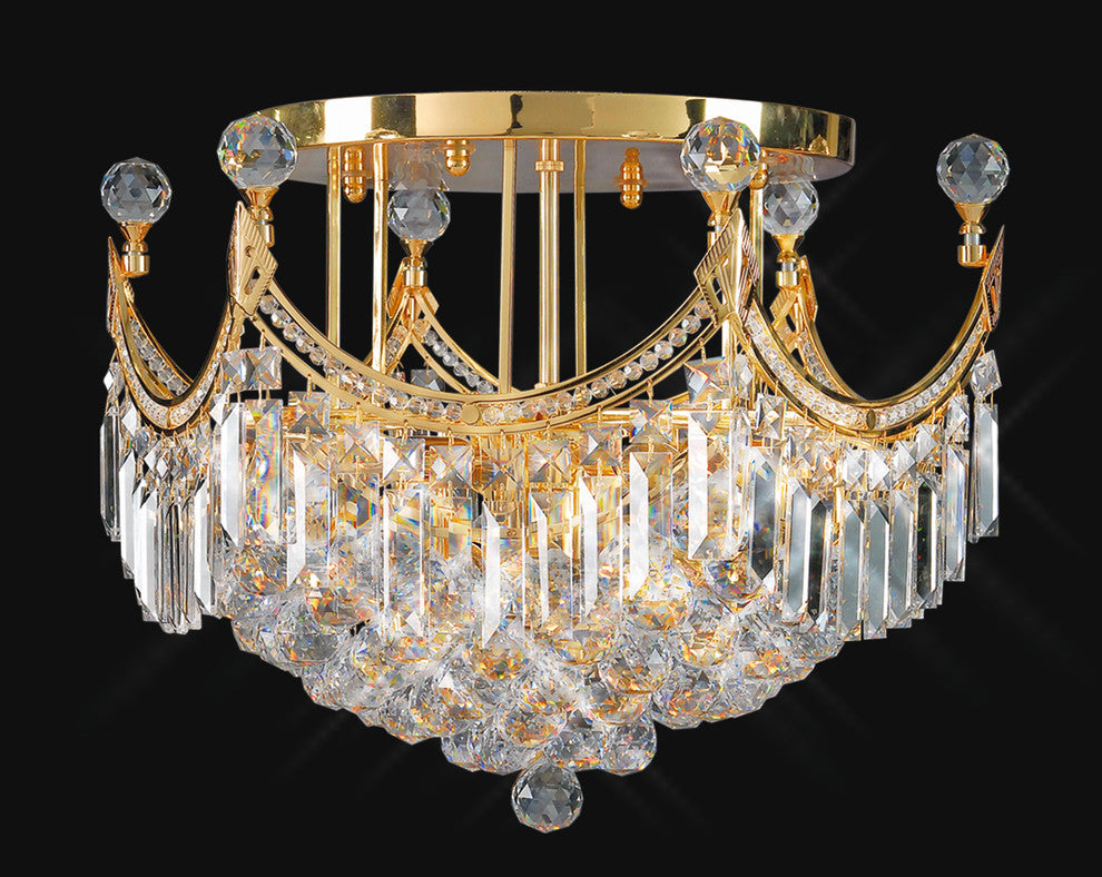 Artistry Lighting Corona Collection Flush Mount Crystal Chandelier 20x13, Gold