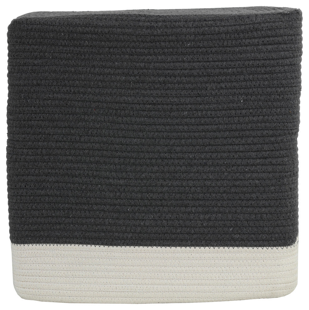 Cortesi Home Macon Square Rope Pouf Ottomans, Grey