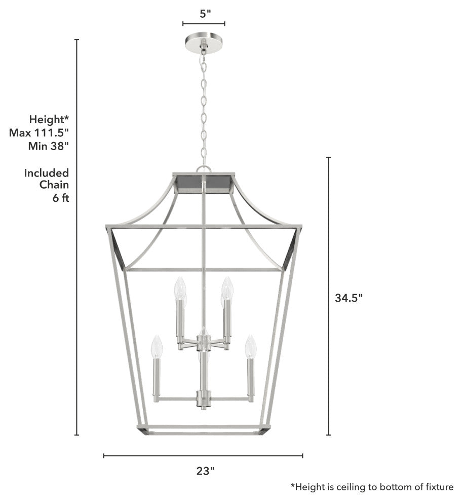 Hunter 23" Laurel Ridge Brushed Nickel 8 Light Pendant Ceiling
