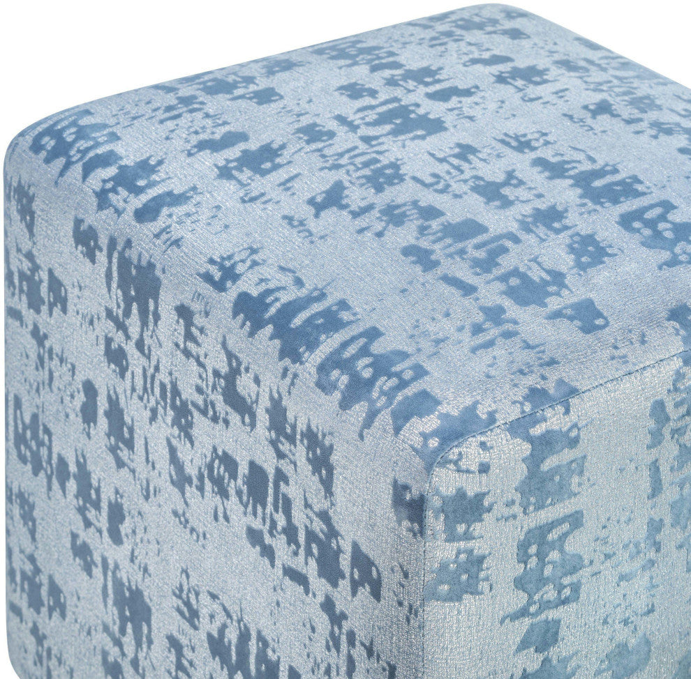 Kent Blue Textured Velvet Ottoman