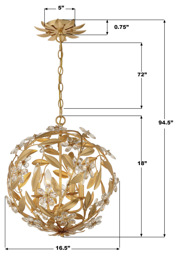 Crystorama Lighting Group MSL-314 Marselle 4 Light 17"W Crystal - Matte White