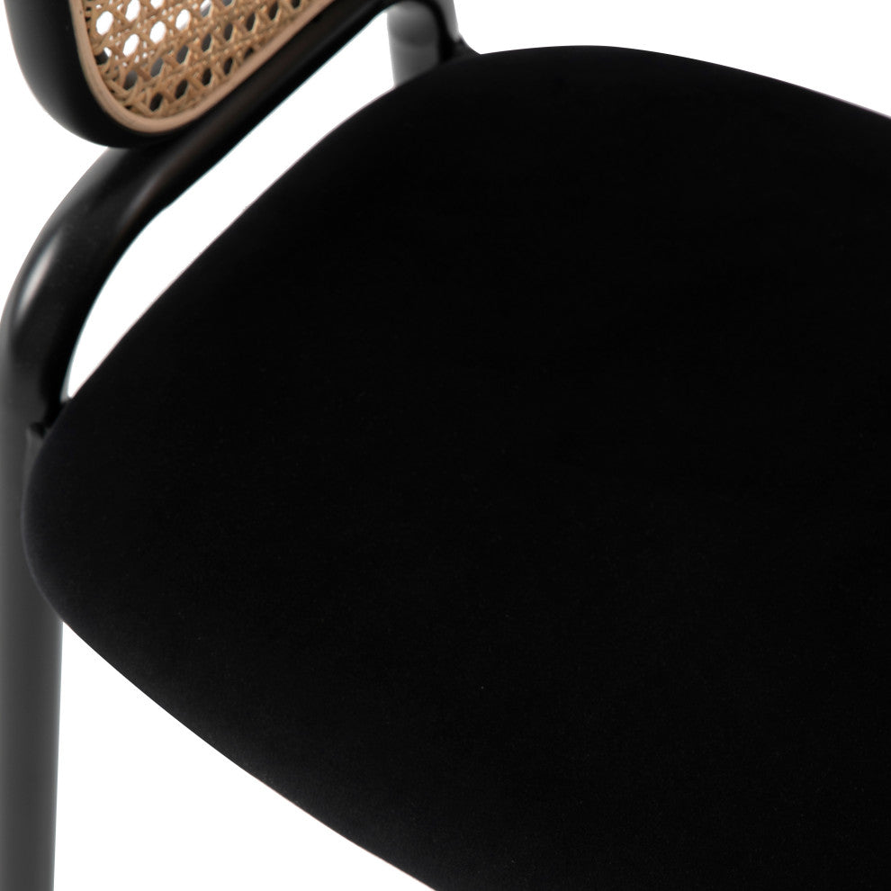 LeisureMod Ervilla Modern Dining Chair With Stainless Steel Legs, Black