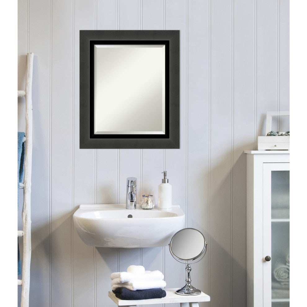 Tuxedo Black Beveled Bathroom Wall Mirror - 21 x 25 in.