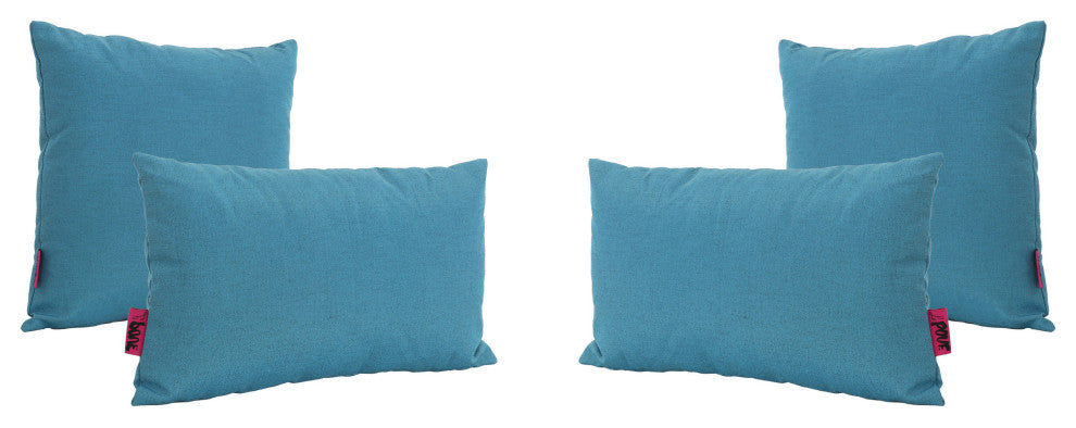 GDF Studio 4-Piece Coronado Outdoor Water Resistant Throw Pillows Set, Teal