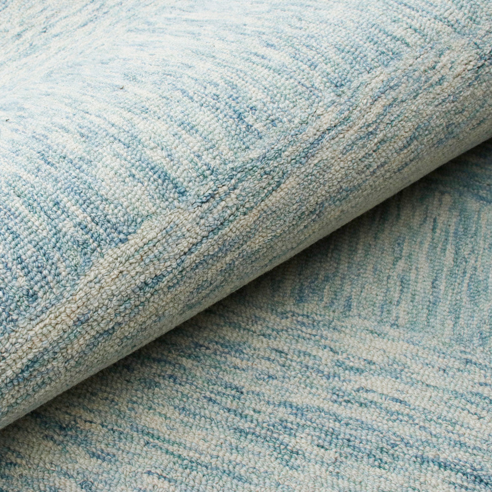 Estelle Modern Blue Abstract Hand-Tufted Wool Area Rug, 7'9" X 9'9"