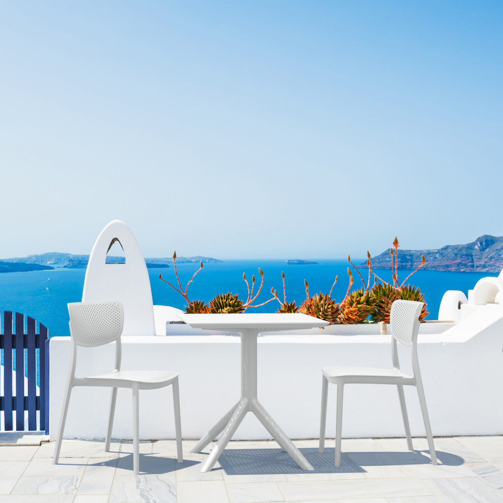 Lucy Outdoor Bistro 3-Piece Set With 24" Table Top White