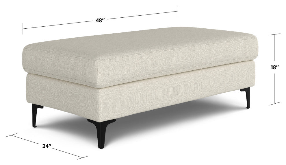 Ava Large Rectangular Ottoman in Tightly Woven Performance Fabric , Assembled