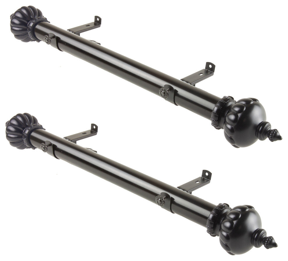 Nadia 1.5" Side Curtain Rod, Black, 24"