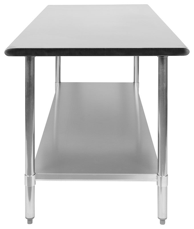Stainless Steel 18 Gauge Work Table with Undershelf - NSF Certified, 72"w X 30"d