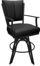 Leather Swivel Tilt Metal Bar Stool - Montana on A-Base, Black Leather on Gray, 26"