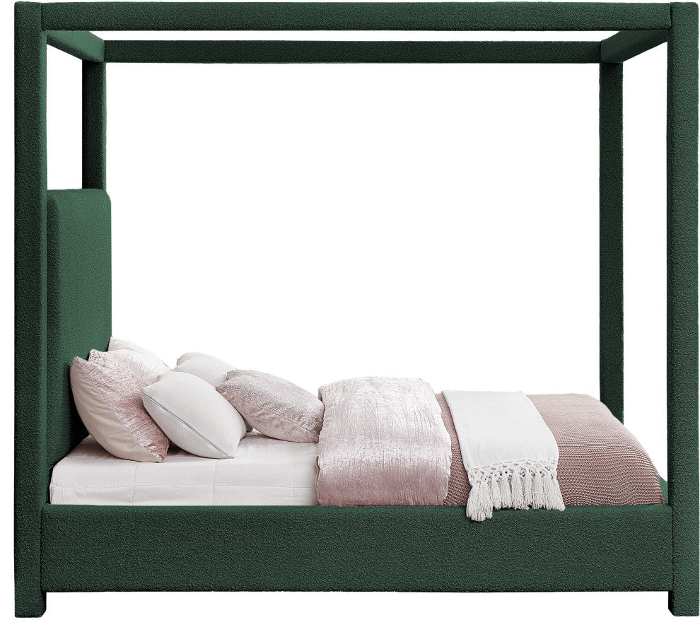 Eden Boucle Fabric Upholstered Bed, Green, King