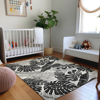 Addison Premium Washable Mayfield AMF211 Black 3' x 5' Rug