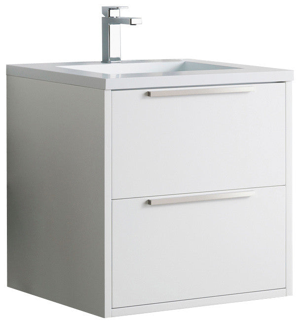 Vanity Alfred 31 With Integrated Solid Surface counter top, Matt White, Matt Bla