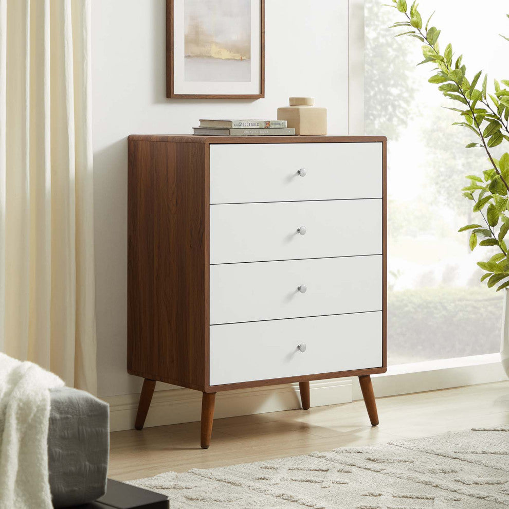 Transmit 4-Drawer Chest, Walnut White