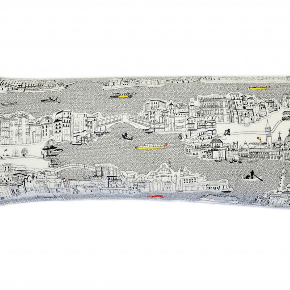 35" White Venice Daylight Skyline Lumbar Decorative Pillow