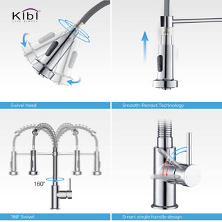 Aurora Single Handle Pull Down Kitchen Faucet, Chrome, W/O Soap Dispenser