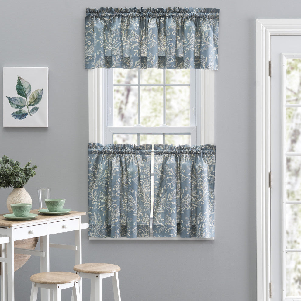 Lexington Leaf Tailored Tiers, Blue, "56 X 24"