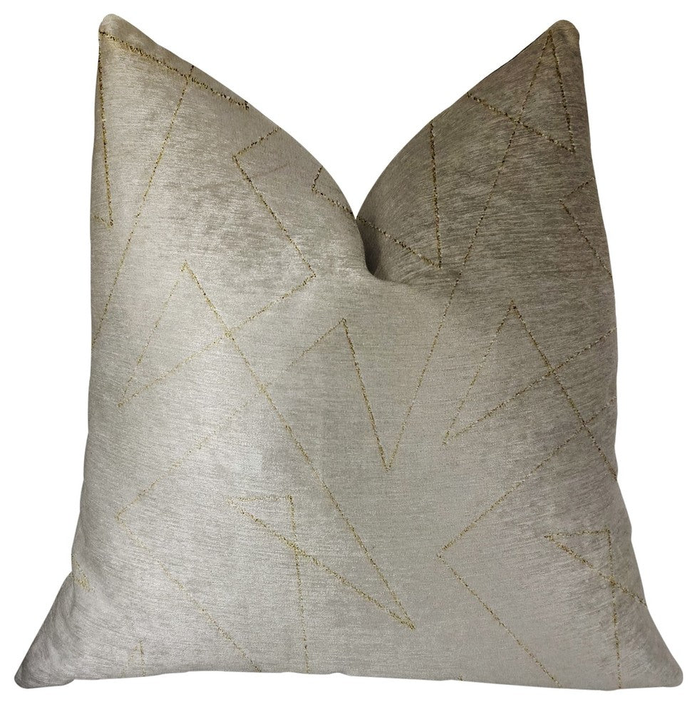Gold Divinity Gold and Beige Luxury Throw Pillow, 20"x20"