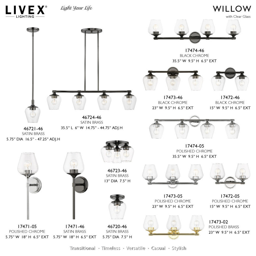 Willow 1 Light Black Chrome Flush Mount