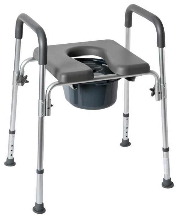Hercules Shower Commode Chair with Safety Rail, Height Adjustable Frame, Gray