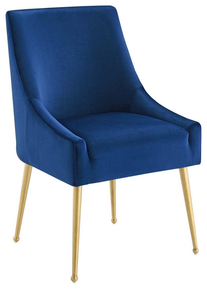 Discern Upholstered Performance Velvet Dining Chair Set of 2 - Navy