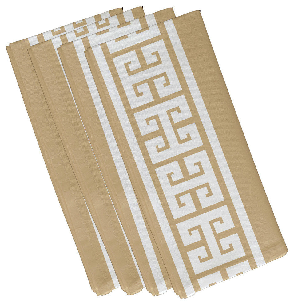 Key Stripe, Stripe Print Napkin, Beige And Taupe, Set of 4