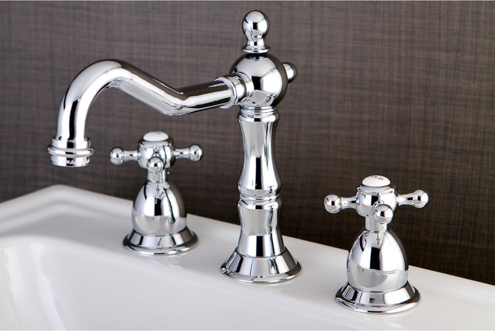 Kingston Brass Widespread Bathroom Faucet With Brass Pop-Up, Polished Chrome