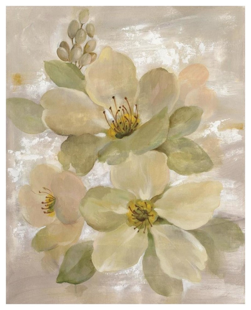 "White on White Floral I" Digital Paper Print by Silvia Vassileva, 18"x22"