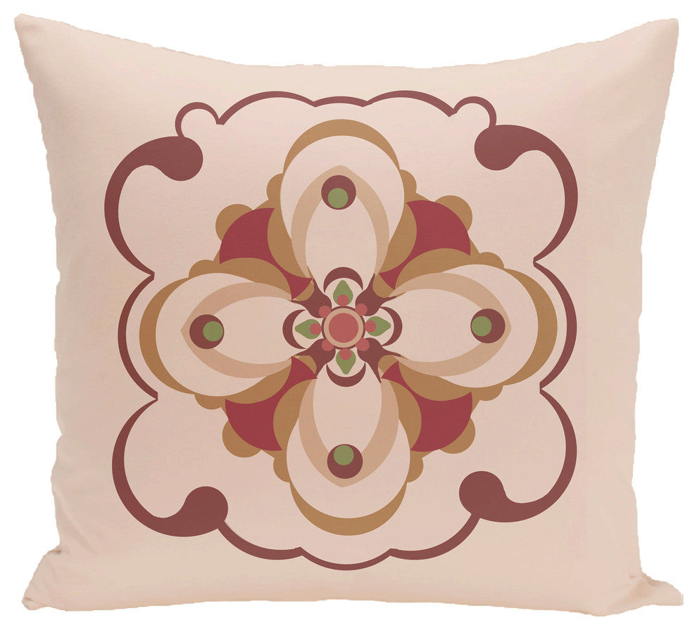 Kaleidoscope Too Geometric Print Outdoor Pillow, Brick, 18"x18"