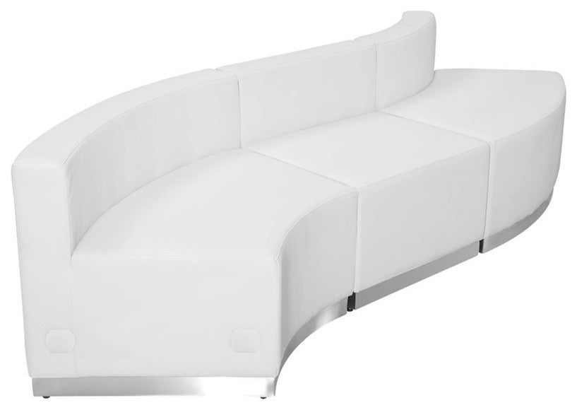 Melrose White Leather Reception Configuration, 3 Pieces