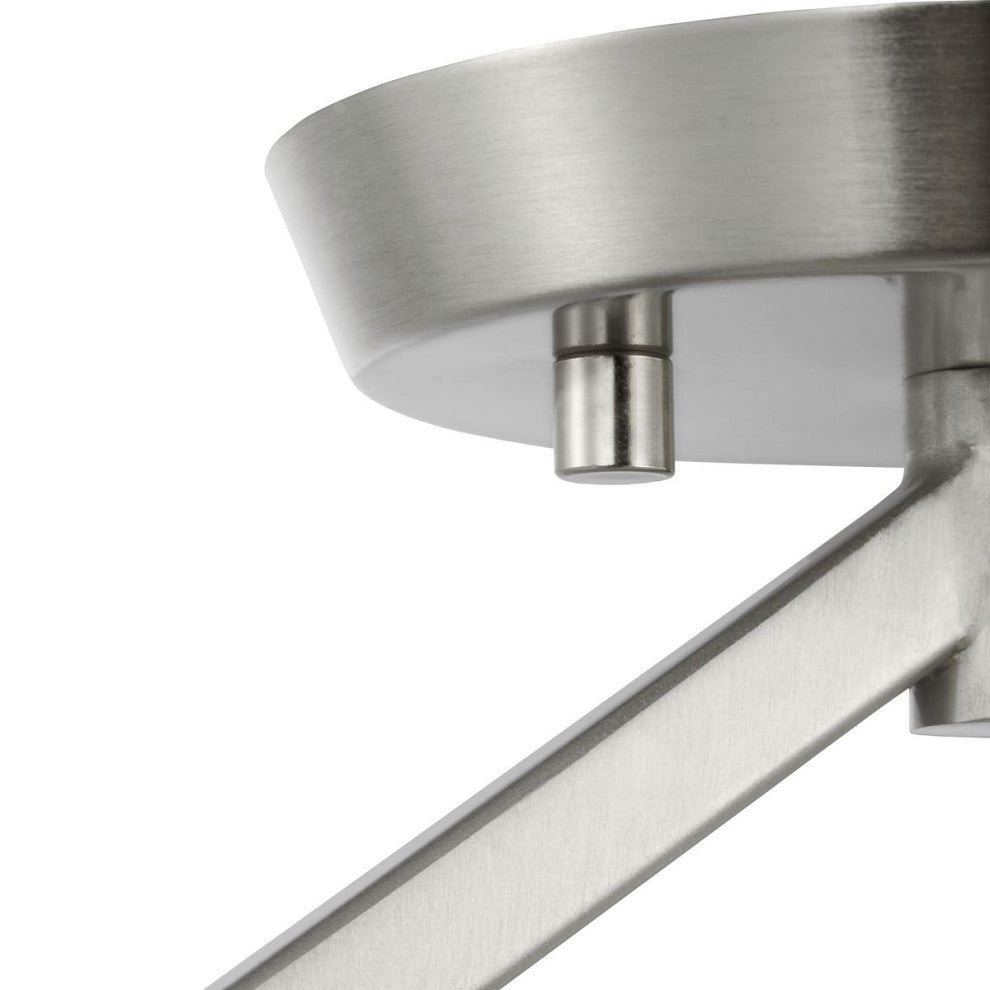 Vertex Collection One-Light Brushed Nickel Etched White Semi-Flush Mount Light