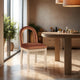 Conrad Upholstered Dining Chair, Cognac, Velvet, Natural Finish