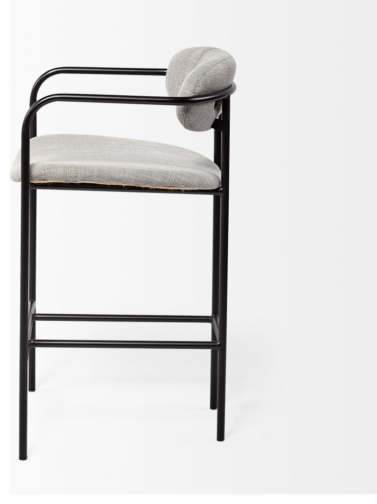 Parker Gray Fabric Seat Black Metal Counter Stool