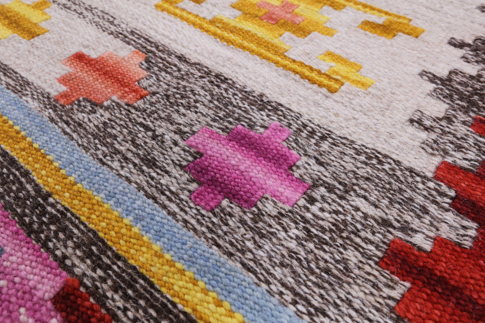 Reversible Flat Weave Kilim Wool Rug 5' 0" X 8' 0" Q10545
