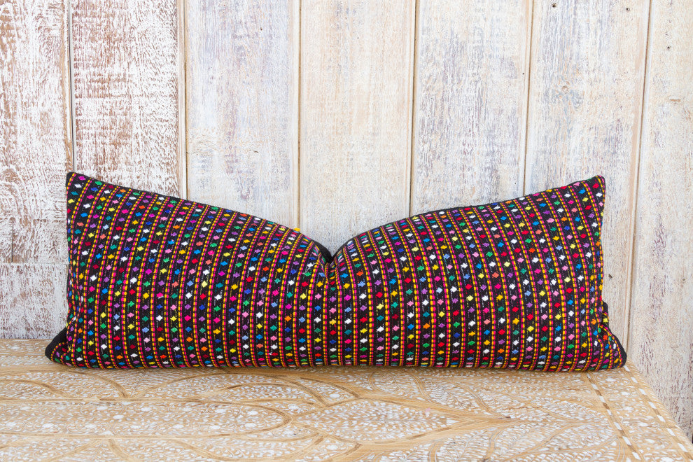 Long Vintage Mayan Brocade Itotia Pillow