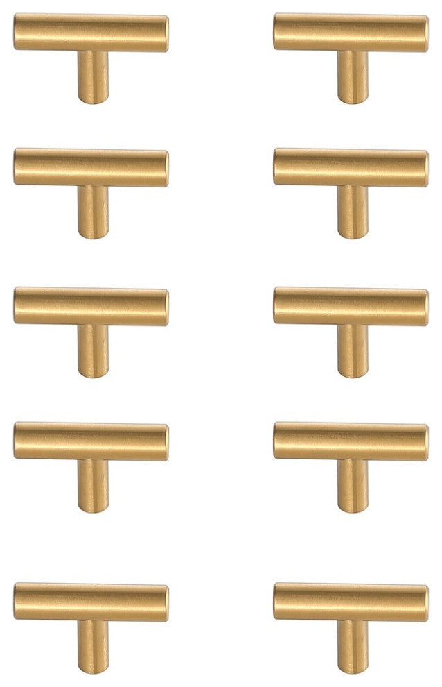 Elegant Decor PL400-1-BR-10PK Quinn Brass T Bar Pull Multipack, Set of 10